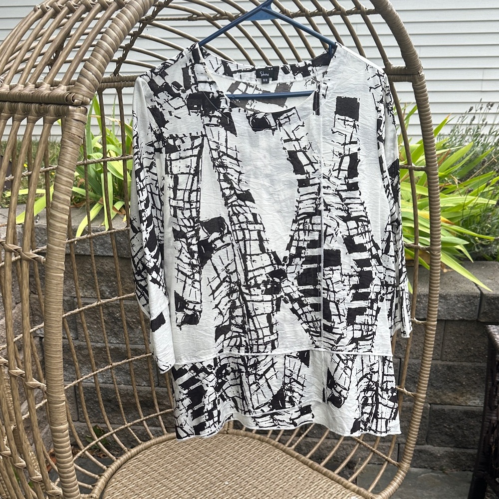 Abstract Black and White Women's Blouse